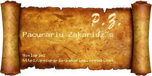 Pacurariu Zakariás névjegykártya
